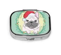 Pastillero Navidad cachorro perro Pug pastillero para bolsillo o monedero lindo pequeño pastillero contenedor viaje pastillero organizador
