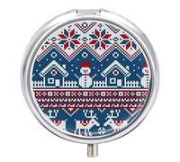 Pastillero navideño con diseño de muñeco de nieve y alces, bonito pastillero diario con 2 compartimentos