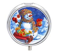 Pastillero navideño muñeco de nieve lindo pastillero diario organizador de pastillas 2 compartimentos