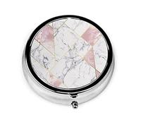 Pastillero Nexus Geometric Pink Gold Pastillero para monedero Lindo pequeño organizador de pastillas redondo de viaje