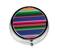 Pastillero novedoso colorido manta mexicana pastillero a rayas para monedero lindo pequeño organizador de pastillas redondo de viaje