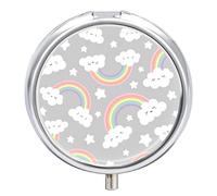 Pastillero Nubes Estrellas Arco Iris Patrón Pastillero Portátil De 2 Compartimentos Organizador De Pastillas De Viaje