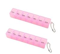 Pastillero organizador de 2 piezas, pequeño pastillero diario para 7 días, organizador de medicamentos y vitaminas, organizador transparente para ancianos, adultos, niños (rosa)