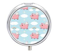 Pastillero organizador de cerdo y nubes, dispensador de vitaminas y medicamentos para bolsillo o bolso