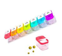 Pastillero Organizador De Dispensador De Medicamentos Semanal De 7 Días, Pastillero De Arco Iris 2 Veces Al Día Dispensador De Medicamentos Portátil Semana para Viajar A Casa