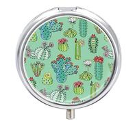 Pastillero organizador de flores con patrón de cactus, dispensador de vitaminas y medicamentos para bolsillo o bolso
