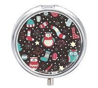 Pastillero organizador de Navidad, diseño de búho, diseño de copo de nieve, dispensador de vitaminas y medicamentos para bolsillo o bolso
