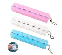 Pastillero organizador de pastillas, 3 unidades, 7 días 1/3 veces al día, organizador semanal de medicamentos en azul, blanco y rosa, para medicamentos diarios, vitaminas, suplementos, viajes,