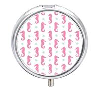 Pastillero organizador de pastillas con patrón de caballito de mar y estrella de mar, dispensador de vitaminas y medicamentos para bolsillo o bolso