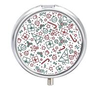 Pastillero organizador de pastillas con patrón navideño, dispensador de vitaminas y medicamentos para bolsillo o bolso