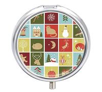 Pastillero organizador de pastillas con patrón navideño, dispensador de vitaminas y medicamentos para bolsillo o bolso