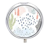 Pastillero organizador de pastillas con texturas florales de cactus, dispensador de vitaminas y medicamentos para bolsillo o bolso