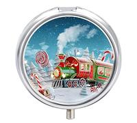 Pastillero organizador de pastillas, diseño de tren de Navidad, nieve, paisaje, dispensador de vitaminas y medicamentos para bolsillo o bolso