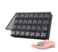 Pastillero, Organizador de pastillas medicinales | Pastilleros mensuales portátiles de 28 días | Organizador de cajas de medicamentos, planificador de pastillas, a prueba de polvo, contenedor de medic