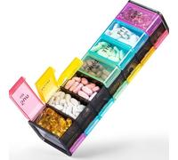 Pastillero organizador de pastillas para una semana, 1 día, 2 veces por la mañana y por la noche, portátil, antibacteriano, a prueba de humedad, hermético, firme, evita olvidarse de beber, pastillero