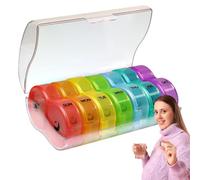 Pastillero, organizador de pastilleros, colorido transparente diario, contenedor de suplementos para bolsillo de medicamentos, recordatorio de almacenamiento para personas mayores, tamaño