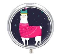 Pastillero organizador de píldoras con diseño de alpaca, dispensador de vitaminas y medicamentos para bolsillo o bolso