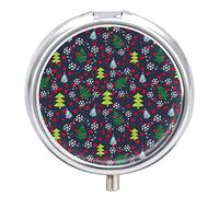 Pastillero organizador de píldoras con patrón de árbol de Navidad y copos de nieve, dispensador de vitaminas y medicamentos para bolsillo o bolso