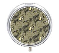 Pastillero organizador de píldoras con patrón de rinoceronte animal, dispensador de vitaminas y medicamentos para bolsillo o bolso