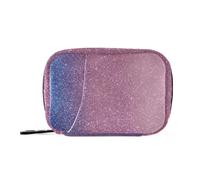 Pastillero organizador de píldoras con purpurina azul y rosa, bolsa de viaje para 7 días, pastillero portátil semanal para suplementos vitamínicos con cremallera