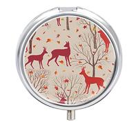Pastillero organizador de píldoras de árbol de ciervos y animales, dispensador de vitaminas y medicamentos para bolsillo o bolso