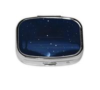 Pastillero organizador de píldoras de color azul oscuro con vista nocturna, cabe en el bolsillo, pastillero portátil de 2 compartimentos para medicamentos, vitaminas y más