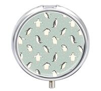 Pastillero organizador de píldoras, diseño de pingüinos y nevadas, dispensador de vitaminas y medicamentos para bolsillo o bolso