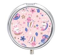 Pastillero organizador de píldoras rosa conejo dispensador de vitaminas y medicamentos para bolsillo o bolso
