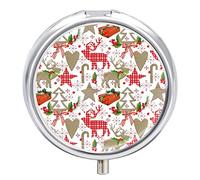 Pastillero organizador de reno navideño y pastillero de regalo, dispensador de vitaminas y medicamentos para bolsillo o bolso