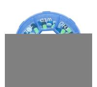 Pastillero - Organizador de siete compartimentos con temporizador integrado | Organizador de medicina redondo con recordatorio para mañana y tarde de bolsillo, casa, viaje, hospital exterior