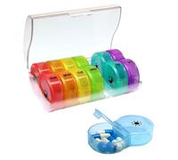 Pastillero - Organizador de suplementos compacto, caja de medicamentos de viaje | Pastillero diario con tapas seguras para vitaminas, tabletas, suplementos, clasificación de recetas, tamaño de