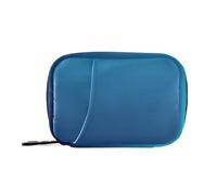 Pastillero organizador de viaje con gradiente azul para 7 días, pastillero portátil semanal con cremallera