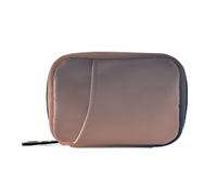 Pastillero organizador de viaje con gradiente naranja y azul, pastillero semanal, pequeño, portátil, kit de medicamentos de viaje para 7 días con cremallera