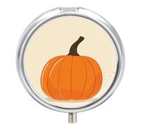 Pastillero organizador de viaje, pequeño pastillero, impresión de imagen de calabaza naranja, redondo, lindo pastillero de metal, 3 compartimentos, portátil, diario, para bolso y bolsillo