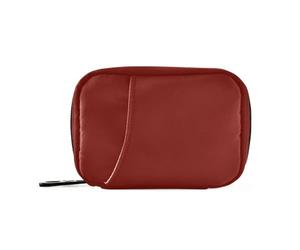 Pastillero organizador de viaje rojo granero, pastillero semanal pequeño para 7 días para vitaminas, suplemento con cremallera