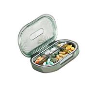 Pastillero organizador diario con diseño de 6 compartimentos con cierre seguro, almacenamiento visible para tabletas y medicamentos, estuche compacto para medicamentos