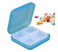 Pastillero organizador diario | Organizador de medicamentos de cuatro compartimentos | Organizador de pastillas cuadrado | Caja transparente para pastilleros diarios con cierre a presión para aceites