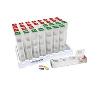 Pastillero organizador mensual, 4 veces al día, extra grande, 31 pastilleros diarios con compartimentos para vitaminas, suplementos, medicamentos, organizador de pastillas de 31 días