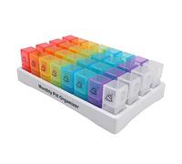 Pastillero organizador mensual de gran capacidad Am Pm Pastillero con 32 compartimentos extraíbles y marcado para pastillas y vitaminas de aceite de pescado