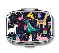 Pastillero organizador navideño con diseño de animales y vitaminas y medicamentos para bolsillo o bolso