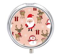 Pastillero organizador navideño con diseño de muñeco de nieve y ciervo, dispensador de vitaminas y medicamentos para bolsillo o bolso
