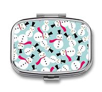 Pastillero organizador navideño con patrones de muñeco de nieve, pastillero dispensador de vitaminas y medicamentos para bolsillo o bolso