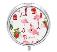 Pastillero organizador navideño flamencos dispensador de vitaminas y medicamentos para bolsillo o bolso