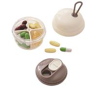 Pastillero, organizador portátil, 2.44 x 2.44 x 3.62 pulgadas, almacenamiento con 4 compartimentos, pastillero compacto para masticar, medicamentos, bolsos, senderismo, viajes al aire libre y uso