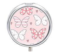 Pastillero organizador rosa mariposa pastillero dispensador de vitaminas y medicamentos para bolsillo o bolso