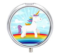 Pastillero organizador unicornio arco iris, dispensador de vitaminas y medicamentos para bolsillo o bolso