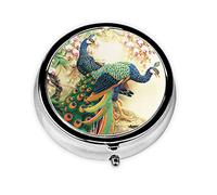 Pastillero Oriental pavo real en árbol de flores personalizado viaje pastillero redondo pastillero decorativo Metal medicina vitamina caja organizadora