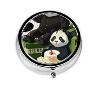 Pastillero Pandas of Father and Sonround, organizador redondo de 3 compartimentos, pastillero de viaje portátil para viajes.