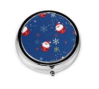 Pastillero Papá Noel Copo de nieve Partten Pastillero para monedero Lindo pequeño organizador de pastillas redondo de viaje