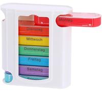Pastillero para 7 días, 4 compartimentos diarios, pastillero para viajes, caja de medicamentos para mañana, mediodía, noche (1, multicolor (rojo, amarillo, verde, azul, morado, naranja, turquesa)